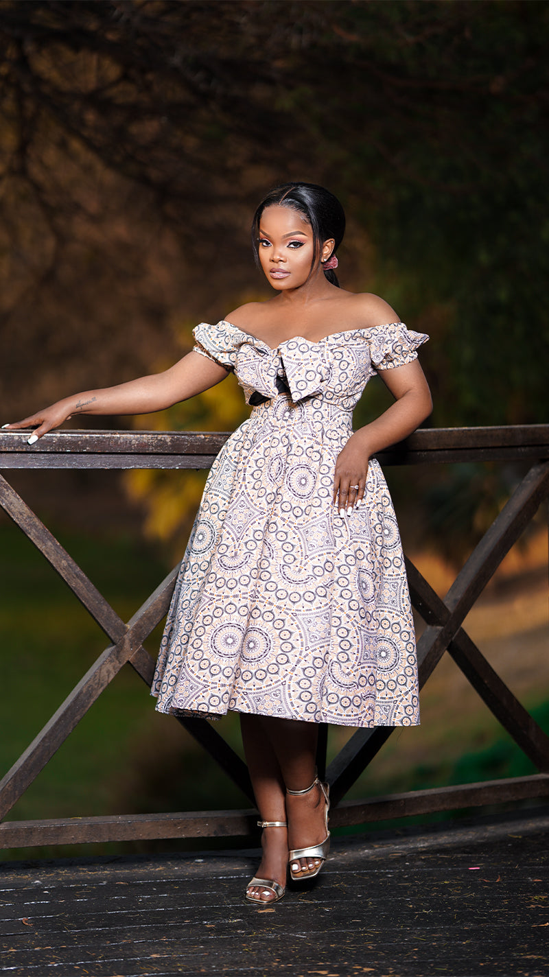 Libreville Shweshwe Dress: Radiate Elegance with Haute Afrika