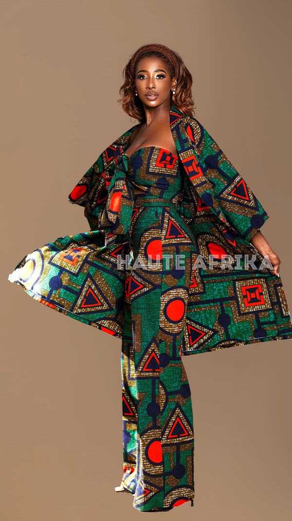 Nairobi Ensemble colored green, red and blue pattern