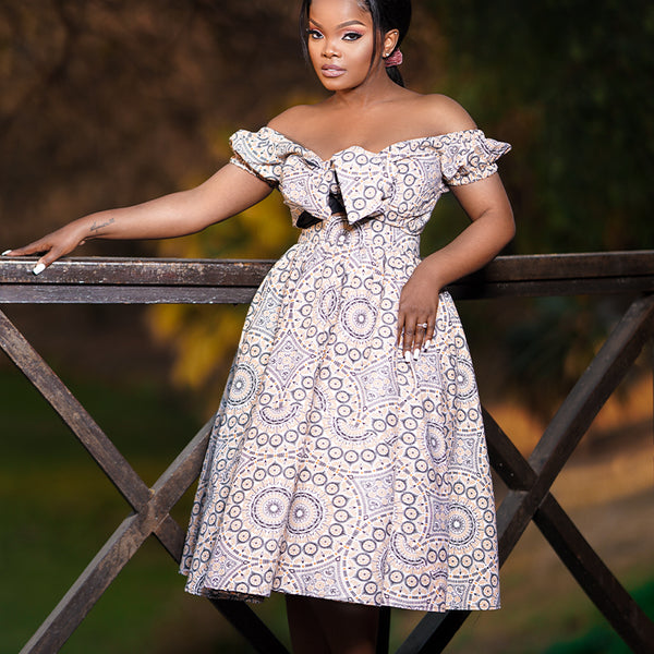 Libreville Shweshwe Dress: Radiate Elegance with Haute Afrika Libreville Shweshwe Dress: Radiate Elegance with Haute Afrika